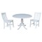 International Concepts Round 42, Round Top Pedestal Table with 2 Chairs, White, 42 in W, 42 in L, 29.5 in H, Wood, White K08-42DPT-C61-2 - alternate 1